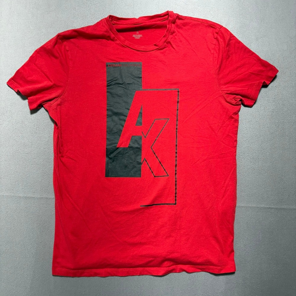 Armani Exchange Mens Slim Fit Graphic Logo T-Shirt Red Black 8NZTGM ZJH4Z L